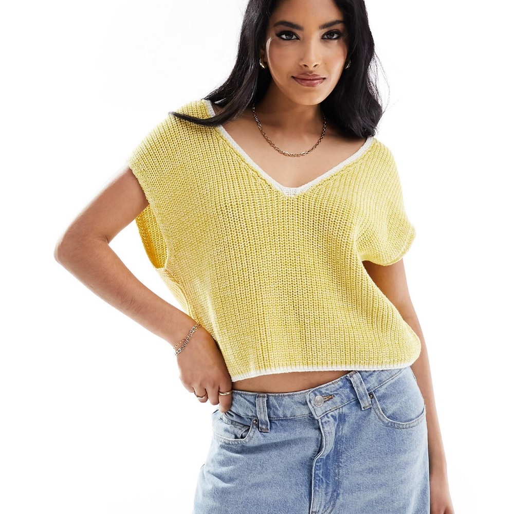 Asos Yellow Knit Oversized Top